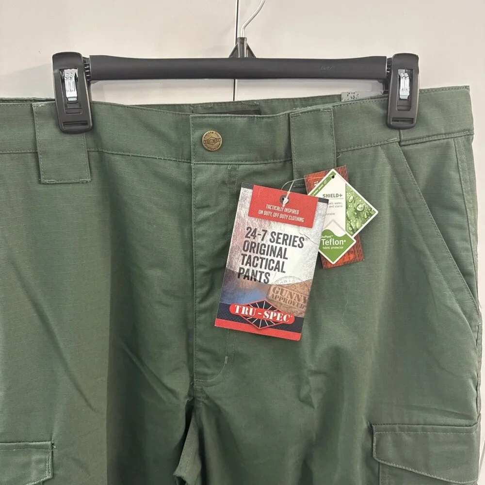 TRU-SPEC Pants Mens 36x32‎ Green 24-7 Series Tactical Cargo Teflon Ripstop NWT